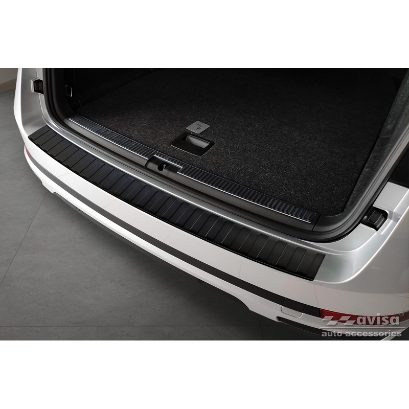 Protection de seuil arrière inox noir mat sur mesure pour Skoda Superb III Combi 2015-2019 & Facelift 2019-2024 incl. Scout 'Ribs'