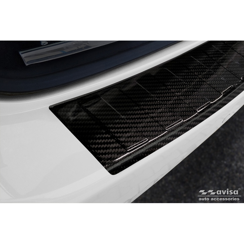 Protection de seuil arrière carboné 3D sur mesure pour Porsche Cayenne II 2010-2014 'Ribs'