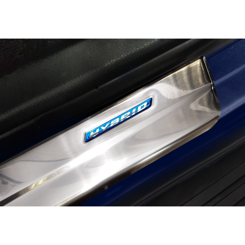 Seuils de portes inoxydable sur mesure pour Toyota RAV4 (5th Gen.) 2018- & Suzuki Across 2020- - 'Hybrid' - 4-pièces