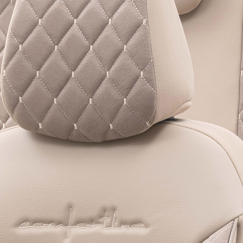 Housse de sièges universel en velours/textile 'Comfortline VIP' Crème - 11-pièces - adapté aux Side-Airbags