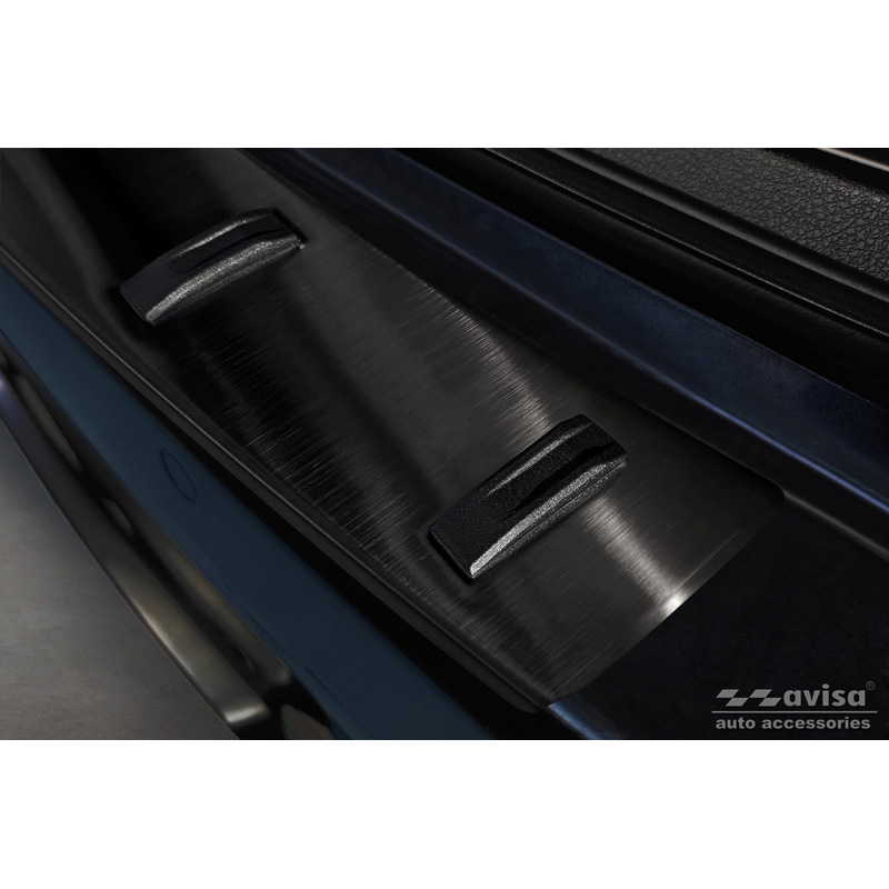 Protection de seuil arrière inox noir sur mesure pour BMW Série 3 (F31) Touring (incl. Paquet M) 2012-2015 & Facelift 2015-2019 'STRONG EDITION'