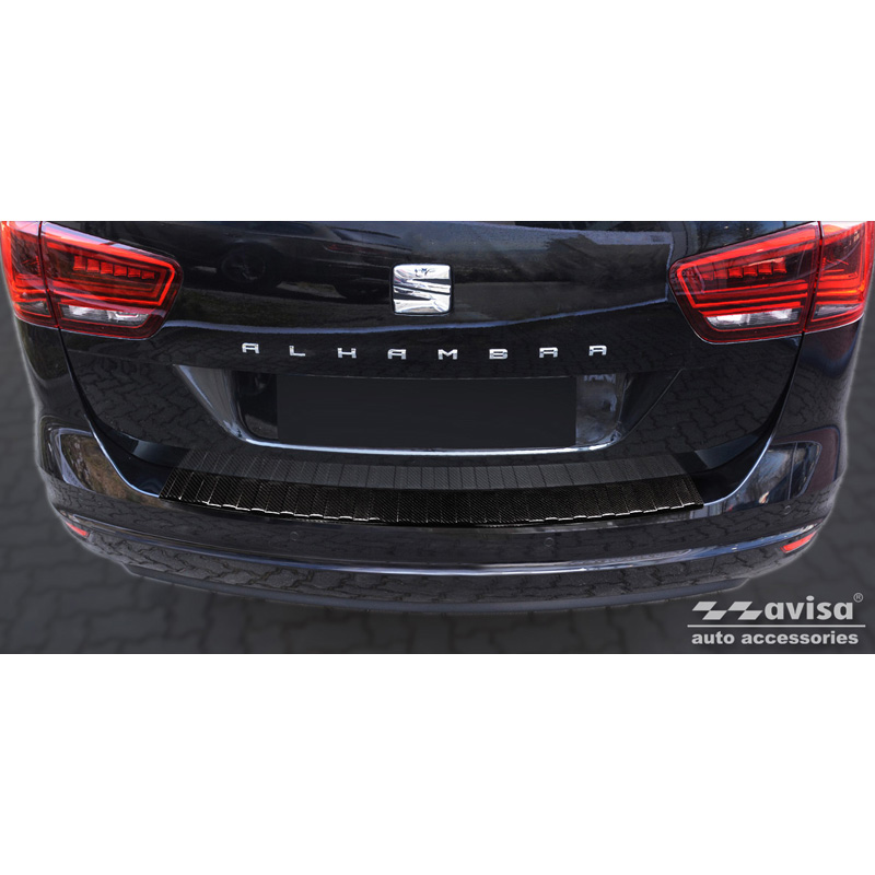 Protection de seuil arrière carboné 3D sur mesure pour Seat Alhambra 2010- 'Ribs'