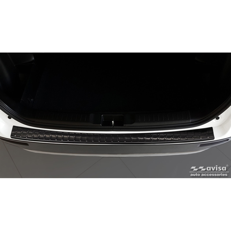 Protection de seuil arrière inox noir sur mesure pour Suzuki Vitara II 2015-2018 & FL 2018- inkl. Hybrid 'Ribs'