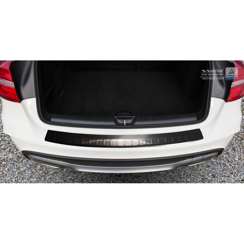 Protection de seuil arrière inox noir sur mesure pour Mercedes GLA 2013-2020 'Ribs'
