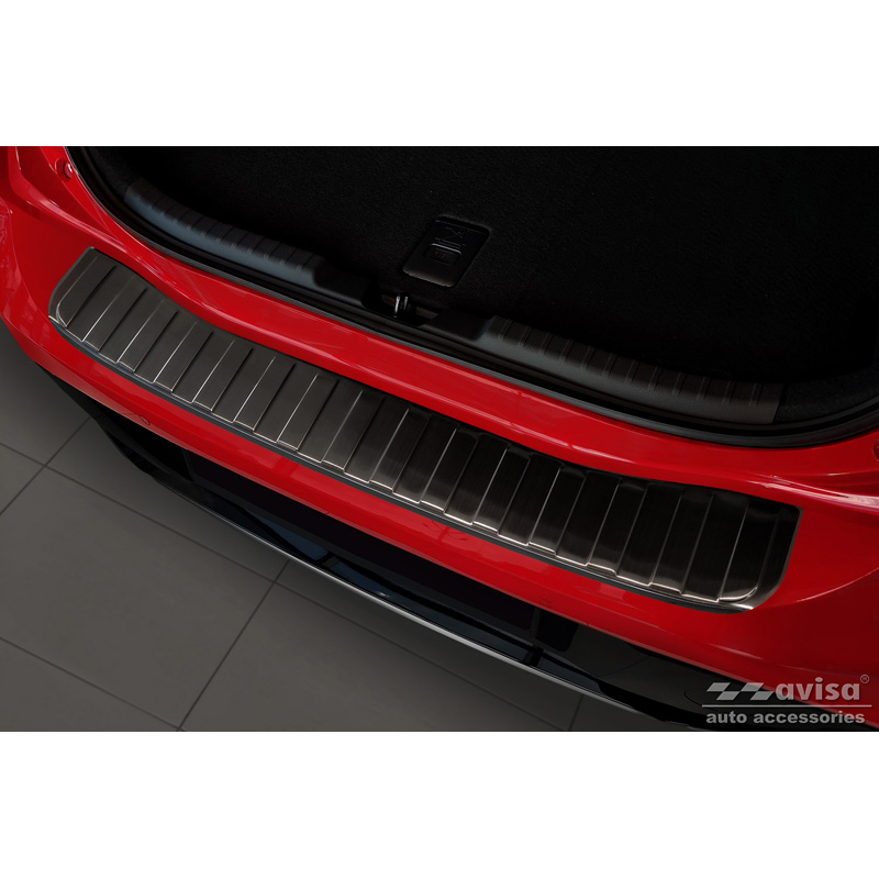 Protection de seuil arrière inox noir sur mesure pour Toyota Corolla XII HB 2019- (incl. GR-Sport) 'Ribs'