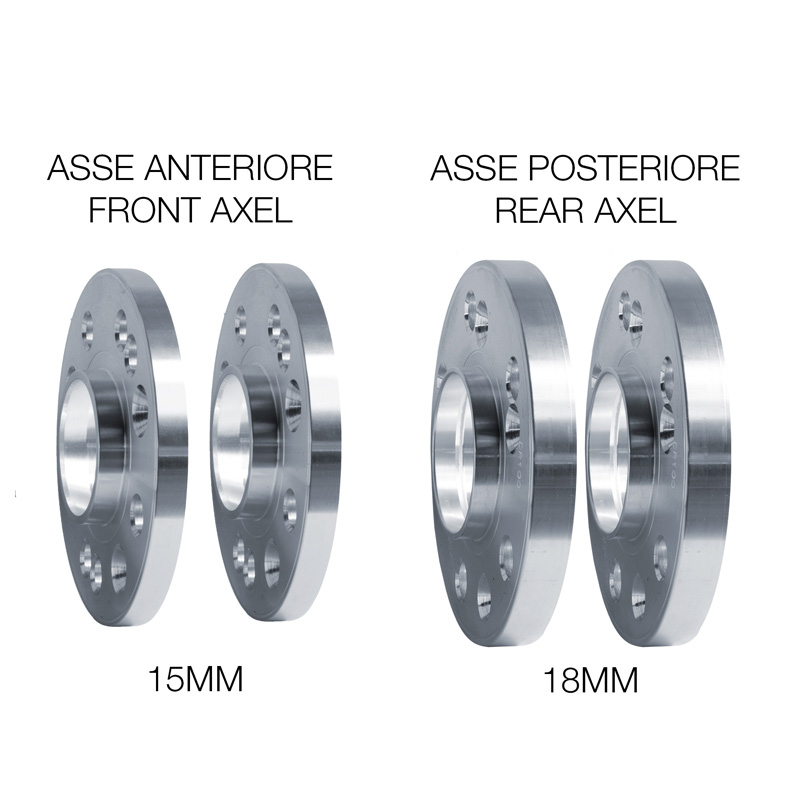 Simoni Racing Kit d'Élargisseurs de Roue en aluminium - 2x15mm(AV) - 2x18mm(AR) (Moyeu 66,6mm) avec boulons de roue - sur mesure pour Mini divers