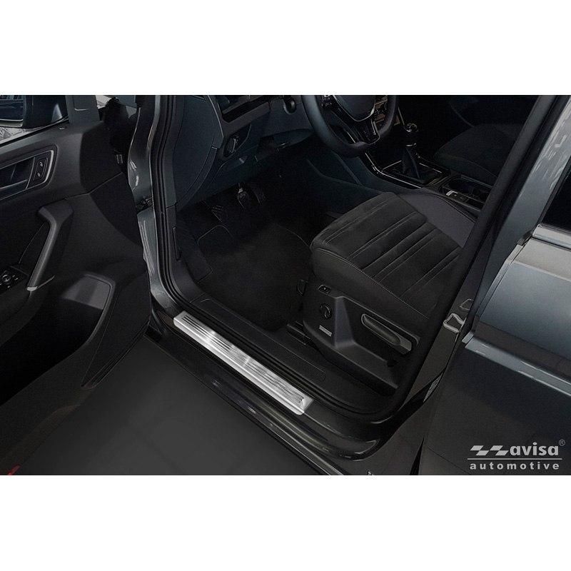 Avisa Seuils de portes inoxydable sur mesure pour VW Touran III 2015- incl. R-Line - 'Lines' - 4-pièces