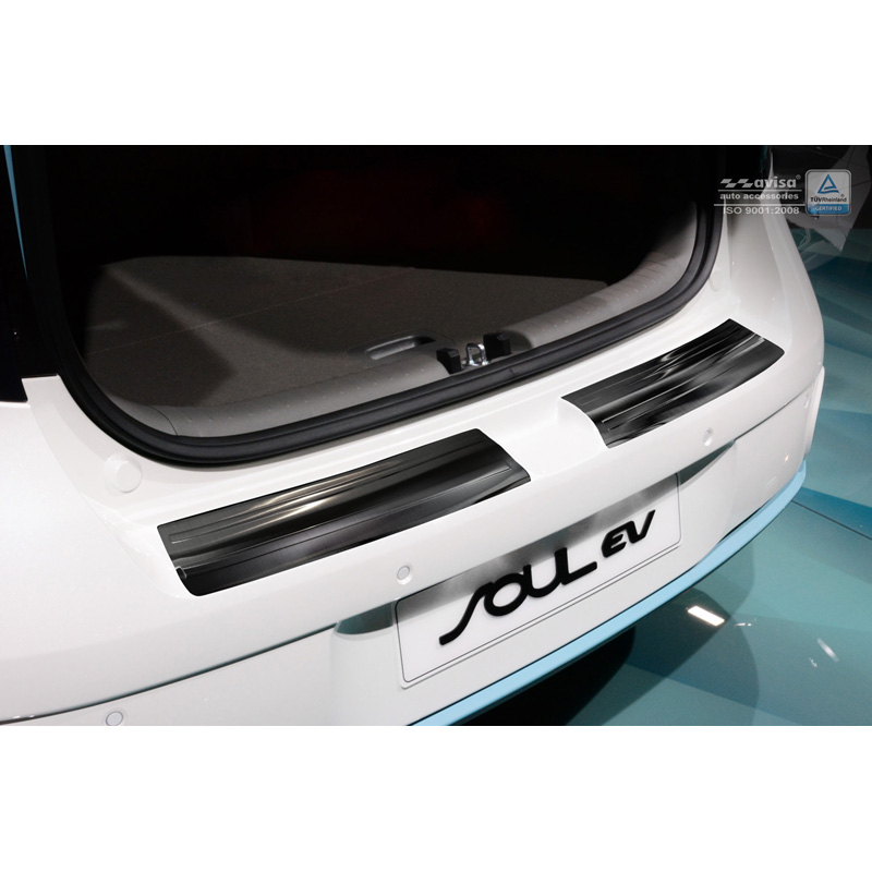 Protection de seuil arrière inox noir sur mesure pour Kia Soul EV 2014- (2-Pièces)