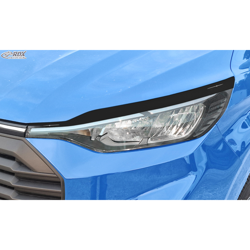 RDX Spoilers de phares sur mesure pour Ford Transit Custom & Tourneo Custom (V710) 2023- (avec phares halogènes) (ABS Noir Brillant)