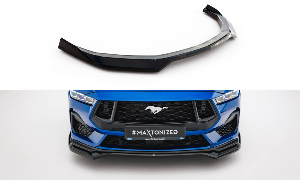Voorspoiler V.1 Ford Mustang GT MK7 Maxton Glanzend zwart