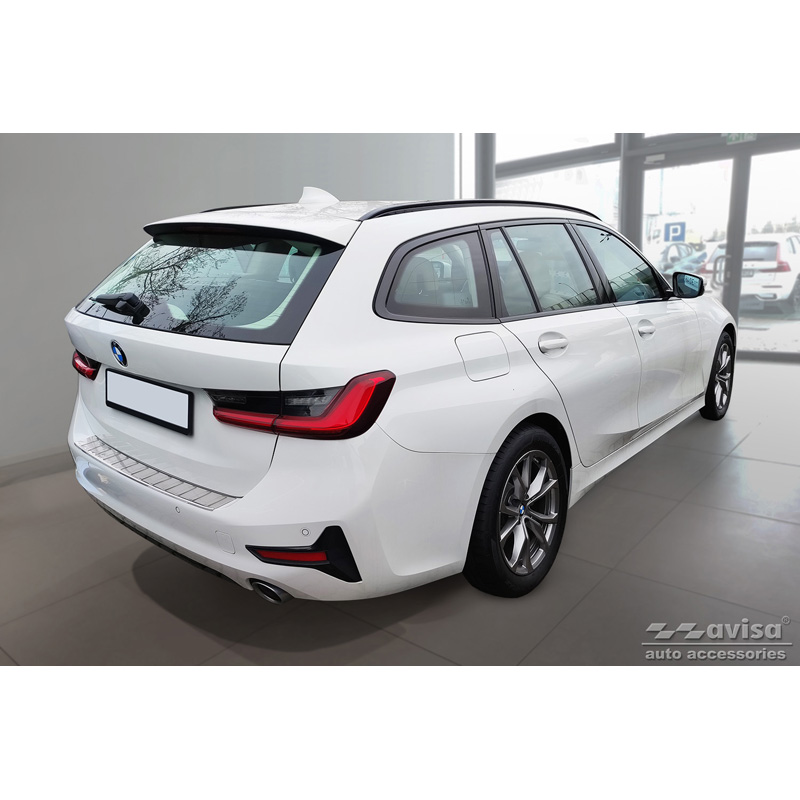 Protection de seuil arrière inox sur mesure pour BMW Série 3 G21 Touring 2019-2022 'Ribs'