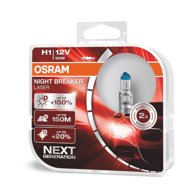 Osram Night Breaker Laser Ampoules Halogène - H1 - 12V/55W - set à 2 pièces