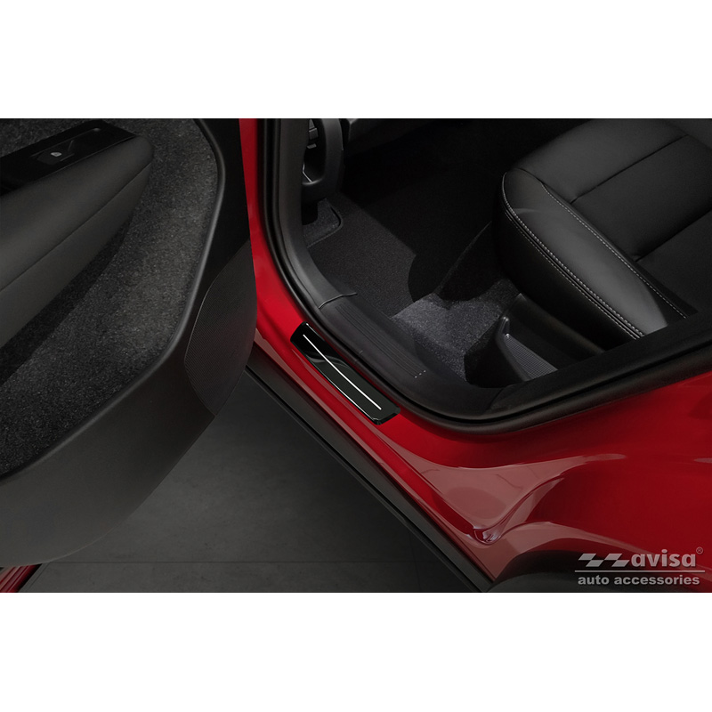 Seuils de portes inoxydable noir luisant sur mesure pour Volvo XC40 2018- 'Hybrid' - 4-pièces