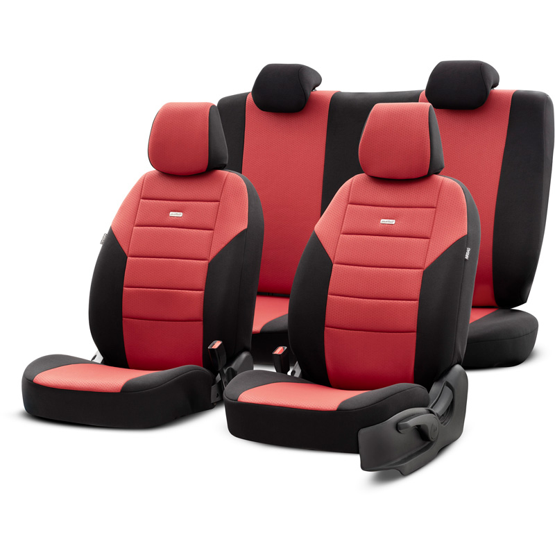 otoM Housse de sièges universel en textile 'SelectedFit One' Noir/Maroon - 10-pièces - adapté aux Side-Airbags