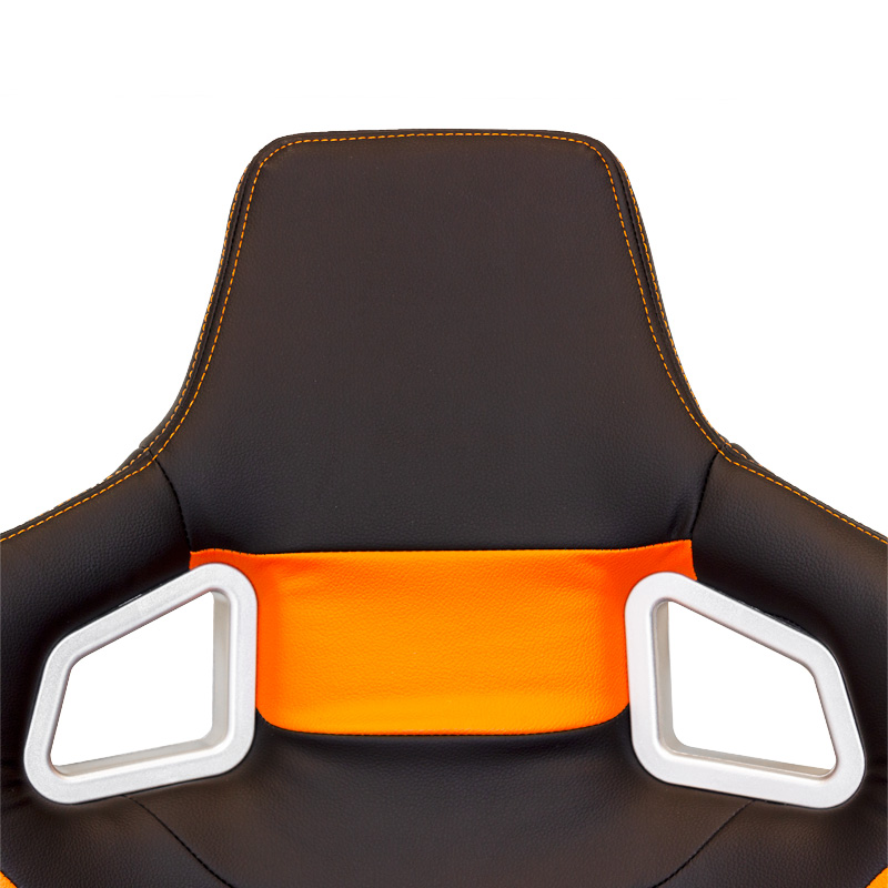 Siège baquet 'RS6-II' - Noir-Mattes/Simili Cuir Orange - Dossier réglable - incl. glissières