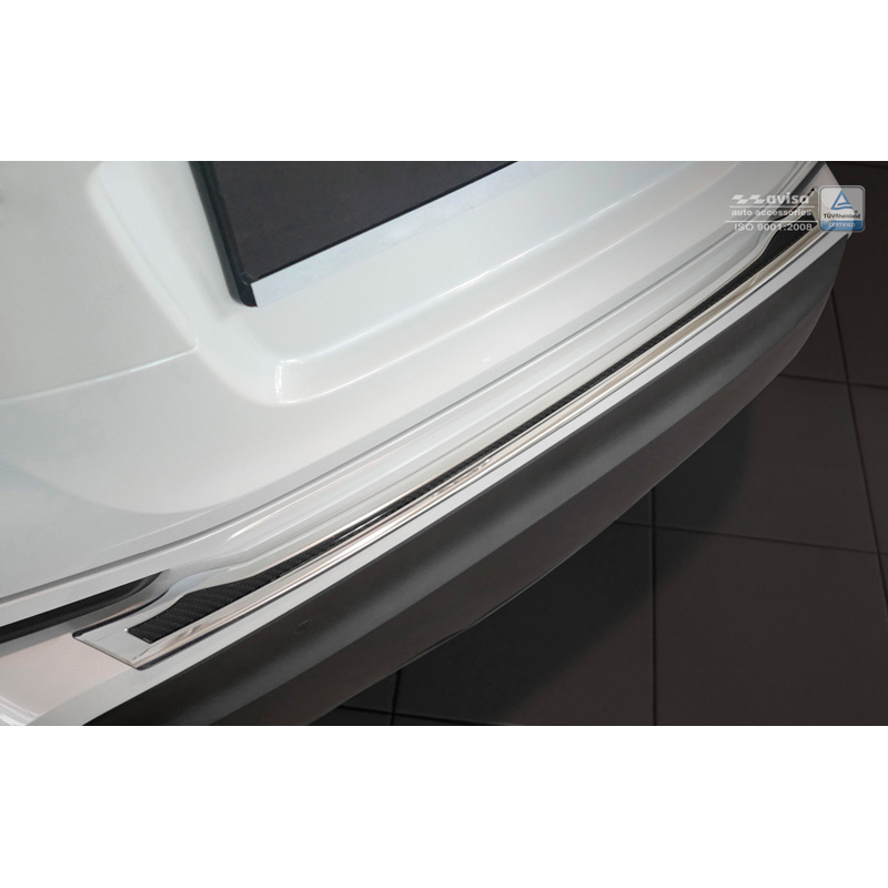 Protection de seuil arrière inox 'Deluxe' sur mesure pour Toyota C-HR 2016-2019 & Facelift 2019-2023 Chromé/Carboné noir