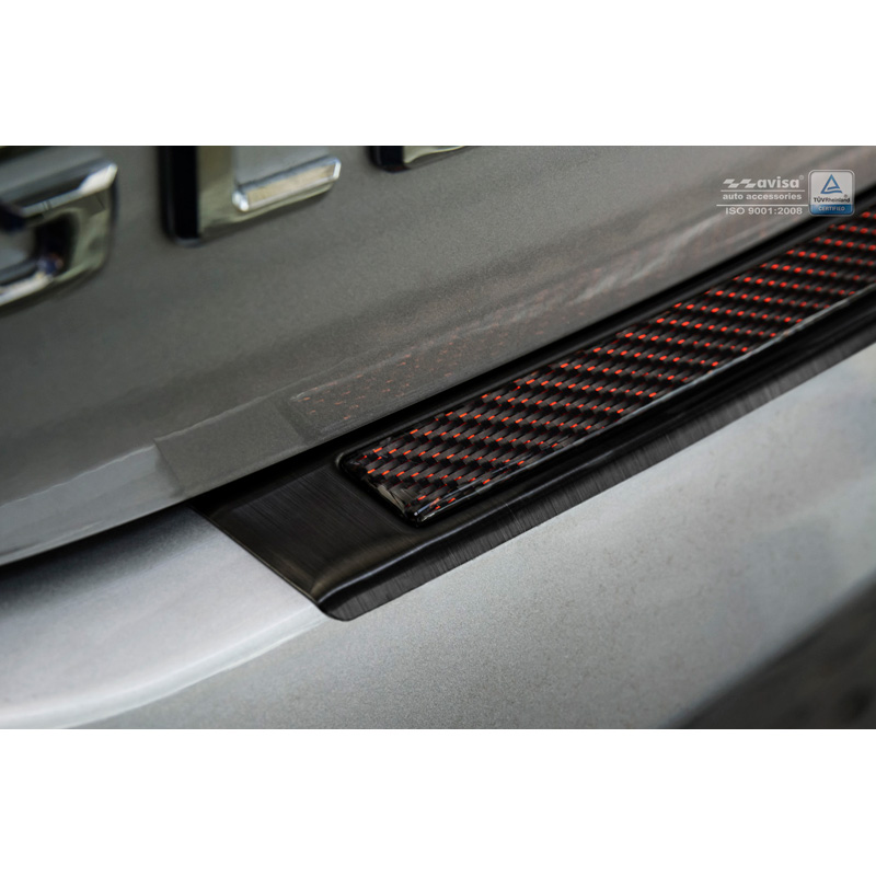 Protection de seuil arrière inox 'Deluxe' sur mesure pour Mercedes GLE Coupé 2015- Noir/Carboné noir-rouge