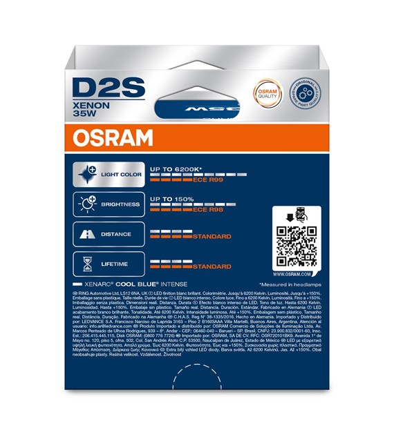 Osram Xenarc Cool Blue Intense NextGen Ampoules de HID-Xenon - D2S - 12V/35W - set de 2 pièces (max. 6200K)