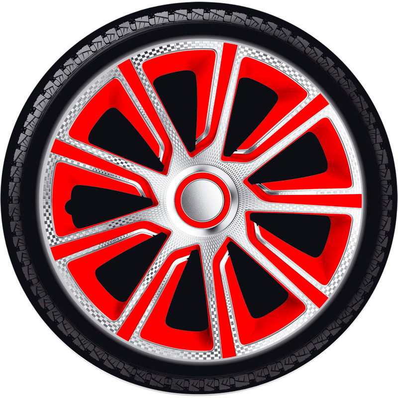 Jeu d'enjoliveurs J-Tec Veron 13-inch argent/rouge/look-carboné