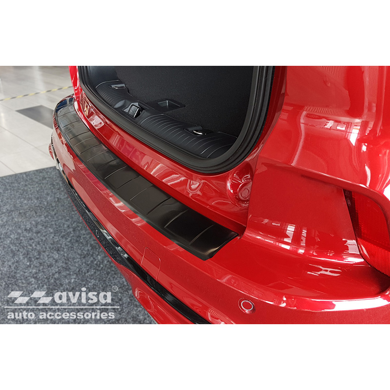 Protection de seuil arrière inox noir sur mesure pour Ford Kuga III ST-Line/Vignale/Hybrid ST-Line 2019-2024 & FL 2024- 'Ribs'