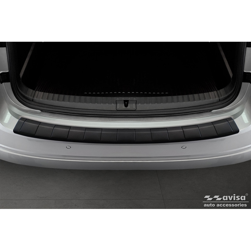 Protection de seuil arrière inox noir mat sur mesure pour Skoda Octavia Combi (NX5) incl. RS 2020-2024 & FL 2024- 'Ribs'