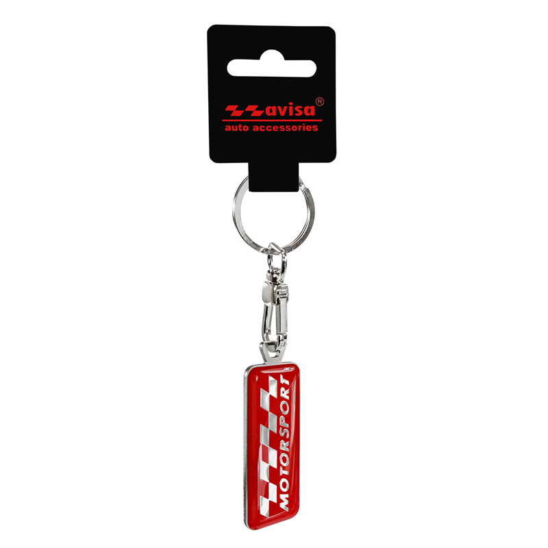 Porte-clés en acier inoxydable -  'Motorsport' Rouge
