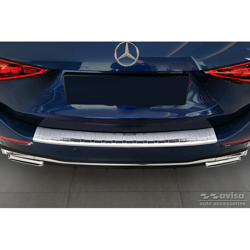 Protection de seuil arrière inox sur mesure pour Mercedes Classe-C AMG Estate (S206) 2021- 'Ribs'