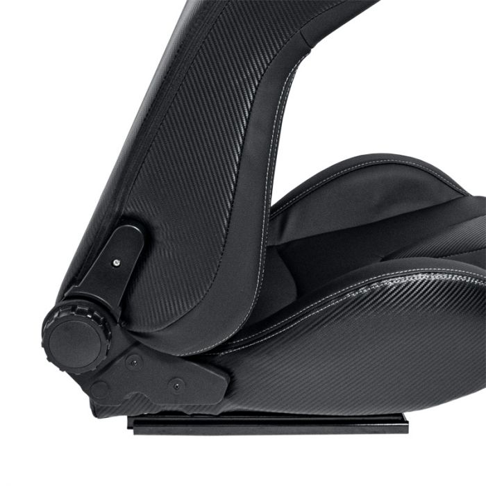 Siège baquet 'RK' - Simili Cuir Noir + Surpiqûres argent - Dossier réglable - incl. glissières