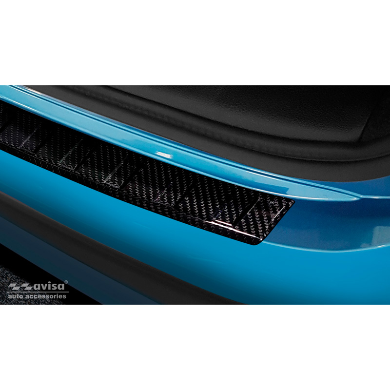 Protection de seuil arrière carboné 3D sur mesure pour Nissan Qashqai II Facelift 2017-2021 'Ribs'