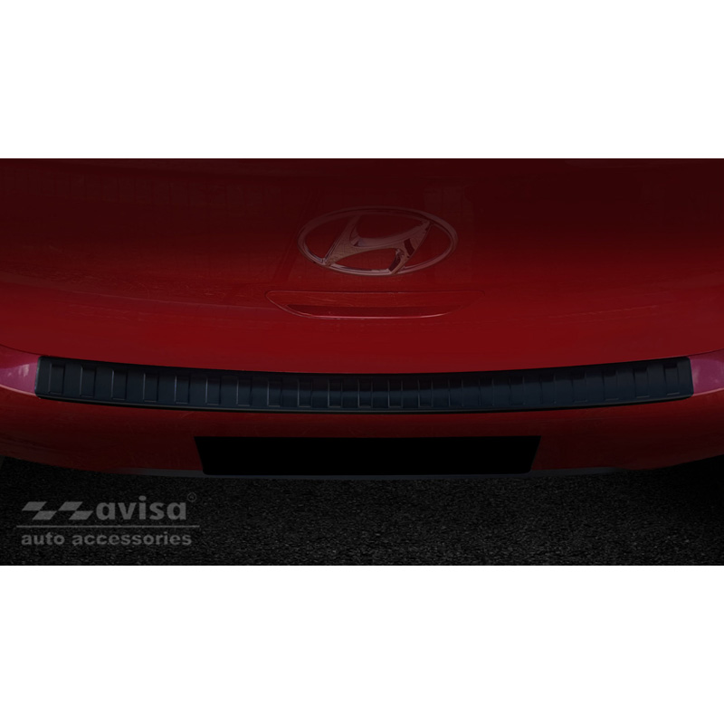 Protection de seuil arrière inox noir sur mesure pour Hyundai i10 HB 5-portes 2019- 'Ribs'