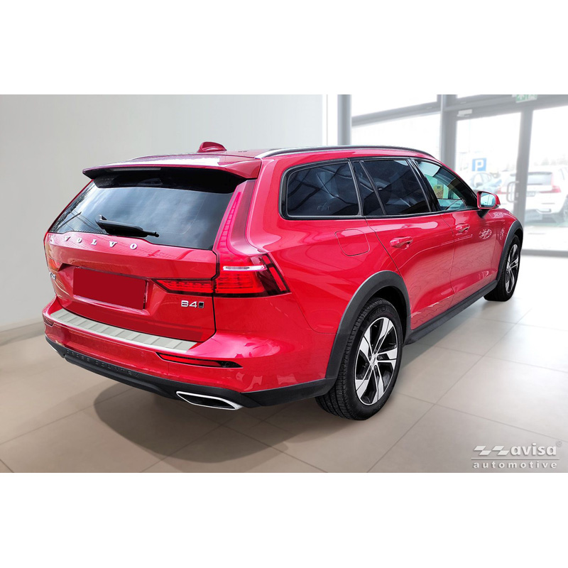 Avisa Protection de seuil arrière inox thermolaqué sur mesure pour Volvo V60 II 2018- incl. Cross Country & R-Design 'Soft Silver'