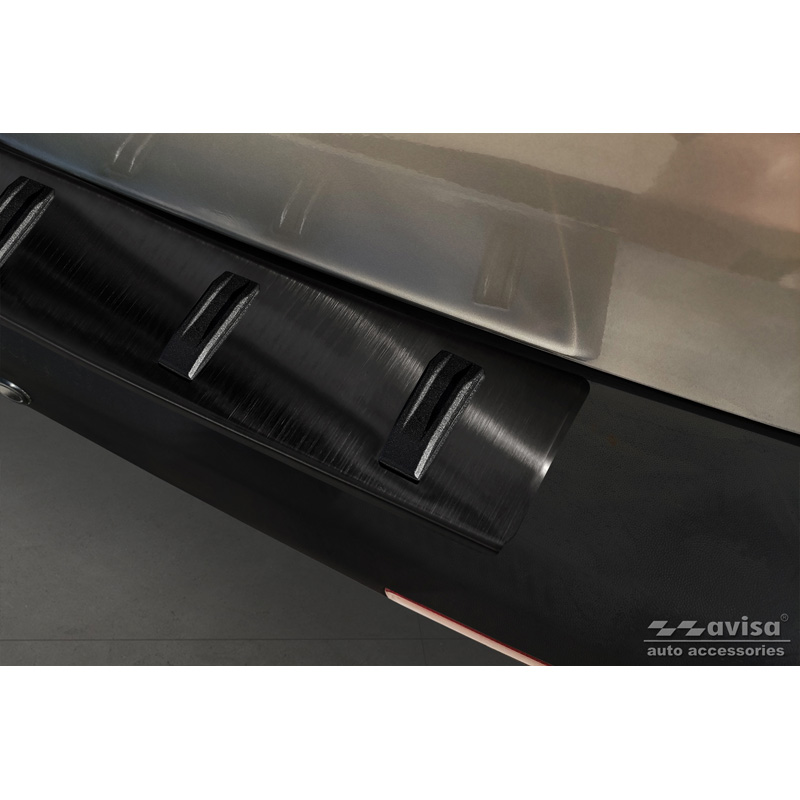 Protection de seuil arrière inox noir sur mesure pour Volkswagen Transporter T5 2003-2015 incl. Multivan/Caravelle 'STRONG EDITION'
