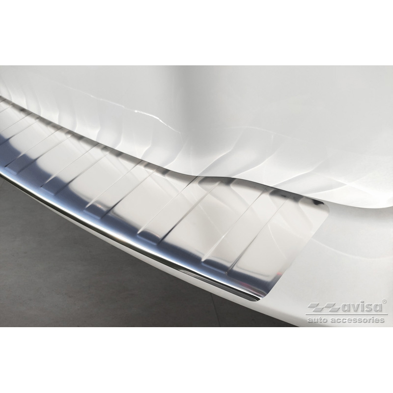 Protection de seuil arrière inox sur mesure pour Toyota RAV-4 III 2005-2008 & FL 2008-2012 'Ribs' (convient uniquement sans roue de secours)