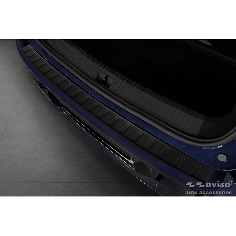 Protection de seuil arrière inox noir mat sur mesure pour Renault Megane E-Tech 2022- 'Ribs'