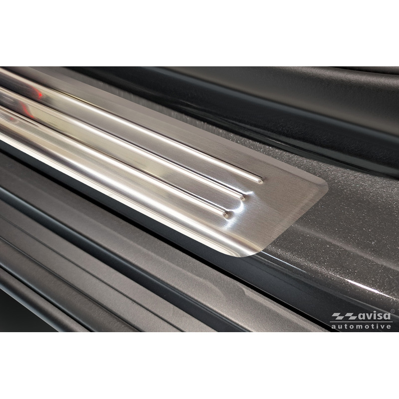 Avisa Seuils de portes inoxydable sur mesure pour Hyundai Kona II 2023- / MG 3 2024- / MG ZS II 2024- 'Lines' - 4-pièces