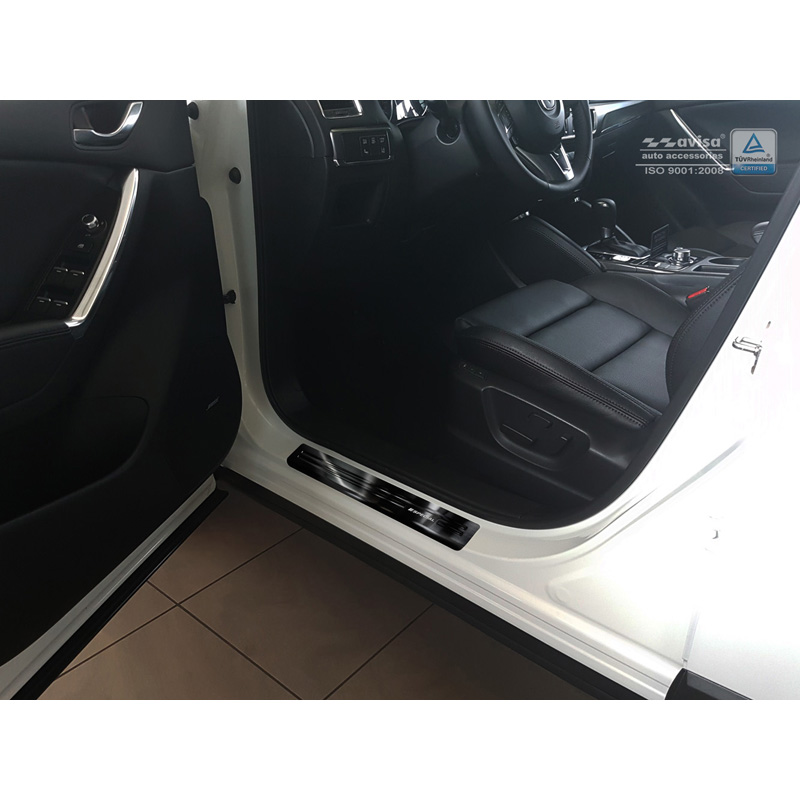 Seuils de portes inox noir sur mesure pour Mazda CX-5 2012-2017 4-pièces