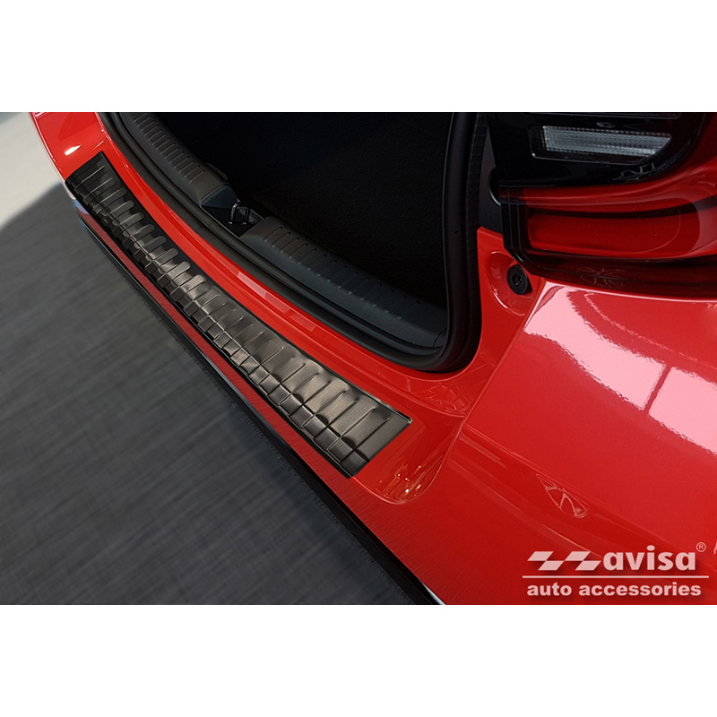 Protection de seuil arrière inox noir sur mesure pour Toyota Yaris IV Hatchback 5-portes 2020-2024 & Facelift 2024- excl. GR 'Ribs'