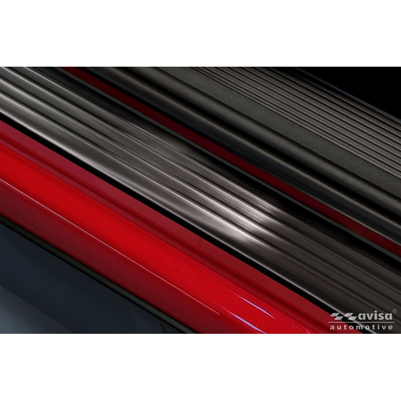 Avisa Seuils de portes inoxydable noir sur mesure pour Volkswagen ID.3 2020-2023 & FL 2023- / Cupra Born 2021- / MG 4 2022- / MG HS II 2024- 'Lines' - 4-pièces