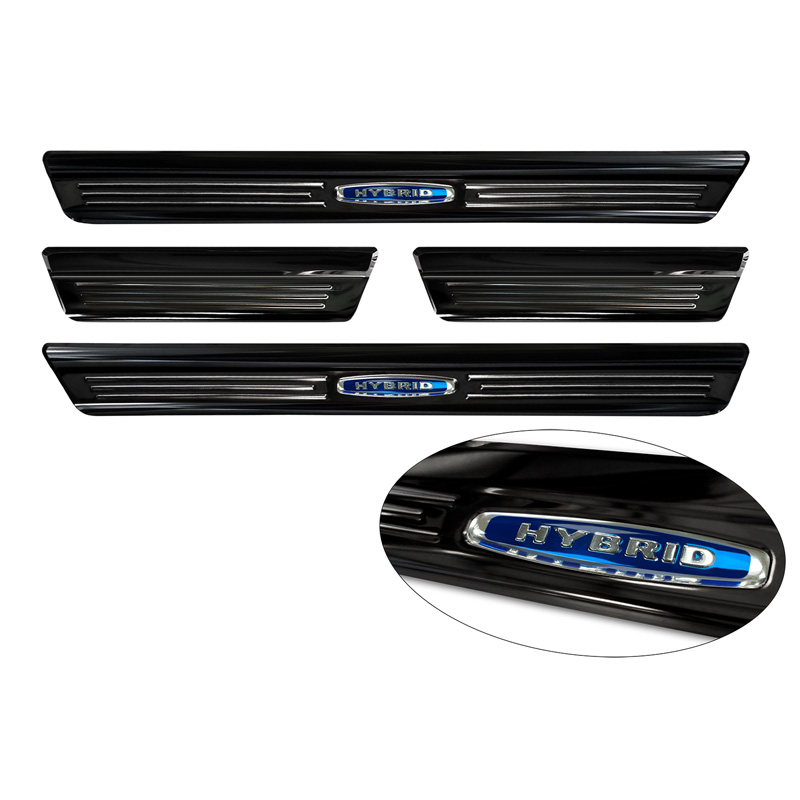 Seuils de portes inoxydable noir sur mesure pour Volkswagen Golf VIII Hatchback/Variant 2020-2024 & FL 2024- 'Hybrid' - 4-pièces