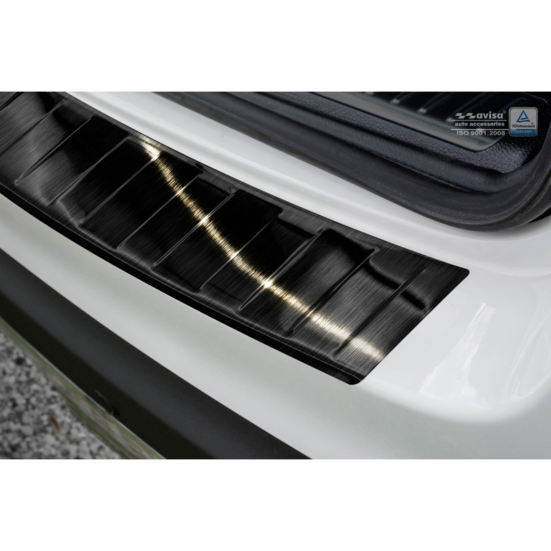 Protection de seuil arrière inox noir sur mesure pour Mercedes GLC 5-portes 2015-2019 & FL 2019- 'Ribs'
