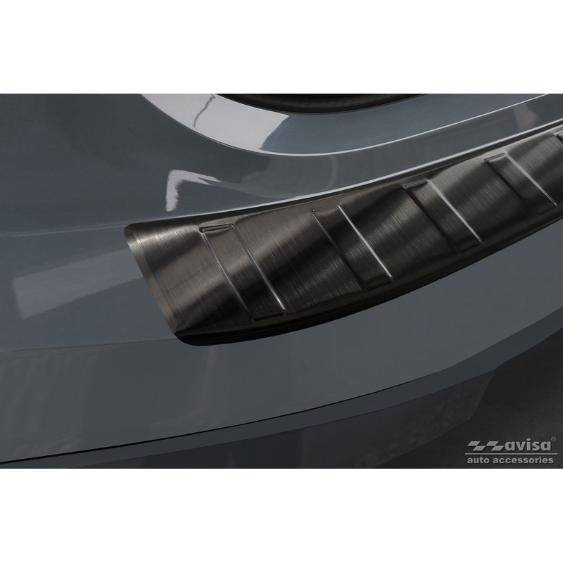 Protection de seuil arrière inox noir sur mesure pour BMW iX (I20) 2021- 'Ribs'