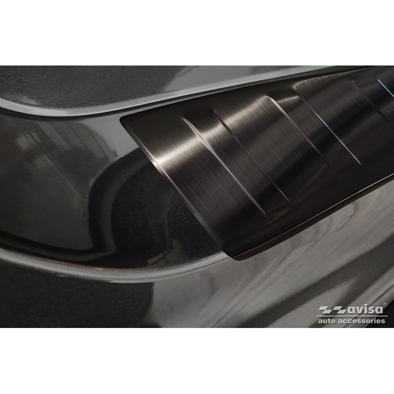 Protection de seuil arrière inox noir sur mesure pour FFord Mondeo V Hatchback/Sedan 2014-2019 & FL 2019- 'Ribs'