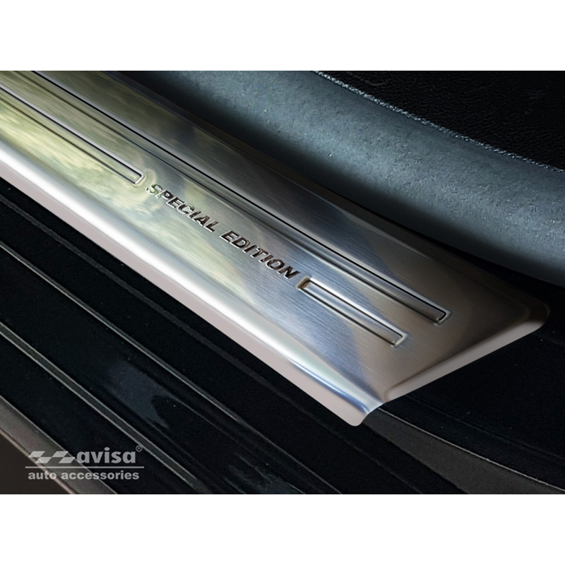 Seuils de portes inoxydable sur mesure pour Citroen Berlingo Multispace / Peugeot Partner & Rifter / Opel Combo E Life 2018- / Toyota Proace City/Verso 2019- 'Special Edition' - 2-pièces