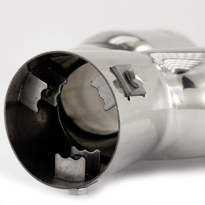 Simoni Racing Embout d'Échappement Rond Double Inox - Ø90xL242mm - Montage ->62mm