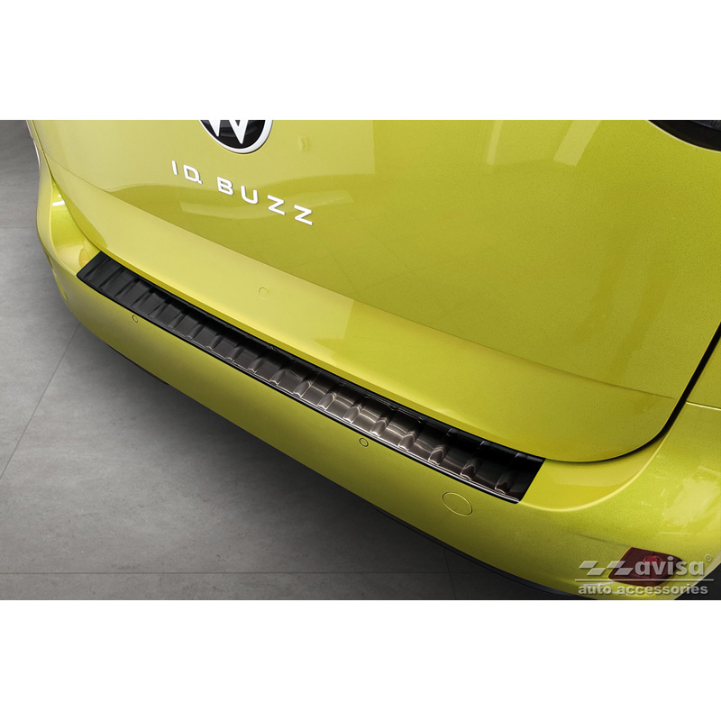 Protection de seuil arrière inox noir sur mesure pour Volkswagen ID.Buzz + Cargo 2022- 'Ribs'