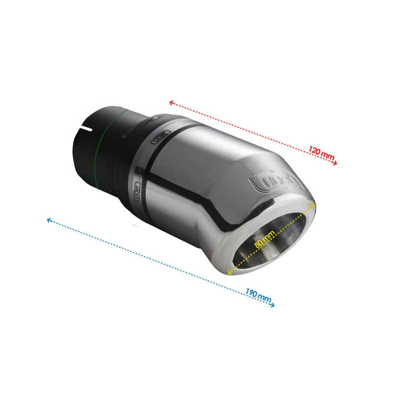 Ulter Sport Embout d'échappement - Ronde Ø80mm Down - Longueur 120mm - Montage ->50mm - Inoxydable