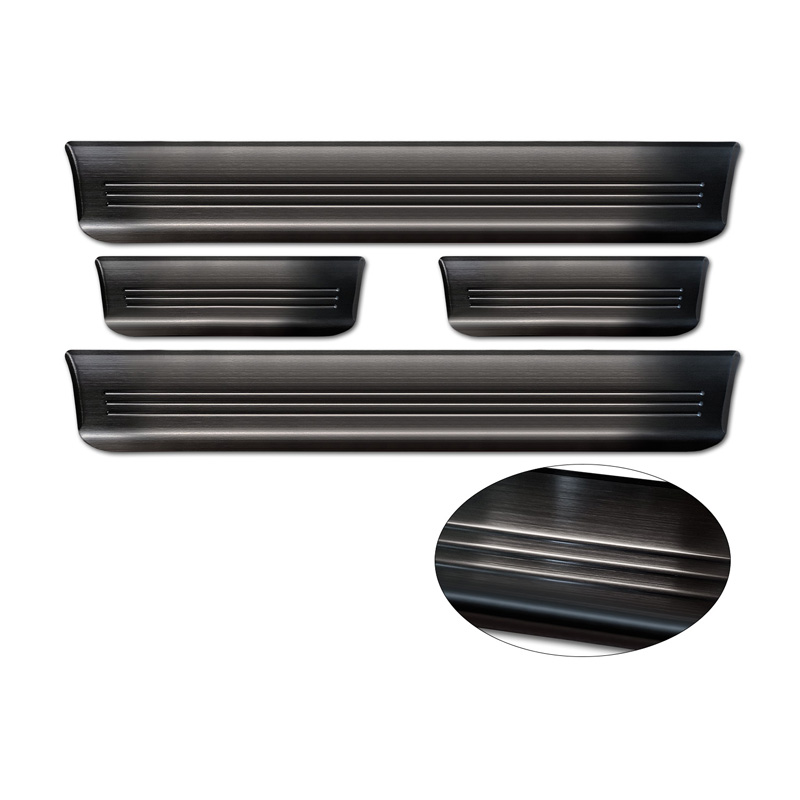 Seuils de portes inoxydable noir sur mesure pour Tesla Model S 2012-2016 & Facelift 2016- 'Lines' - 4-pièces
