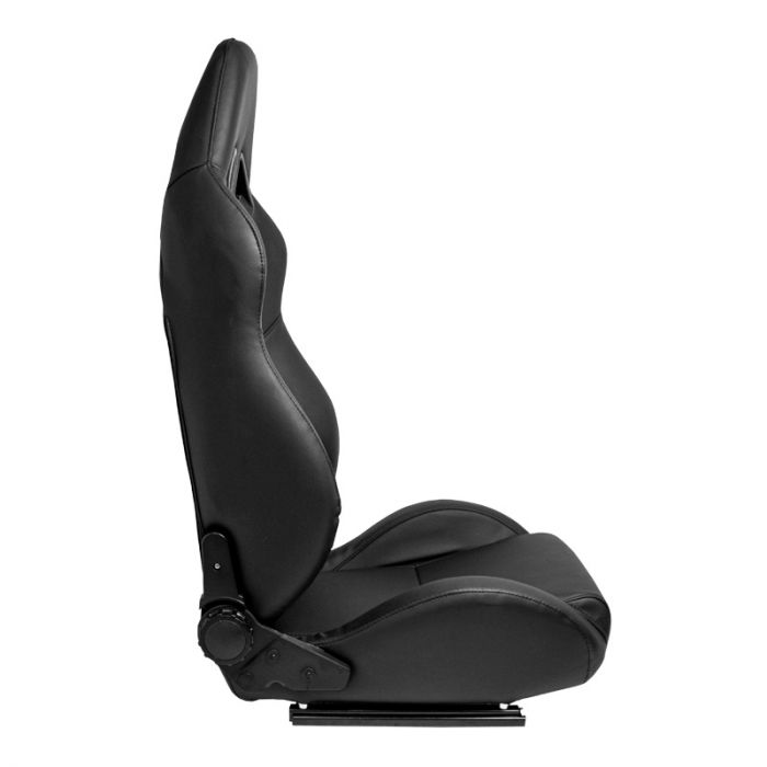 Siège baquet 'LH' - Simili Cuir Noir - Dossier réglable - incl. glissières