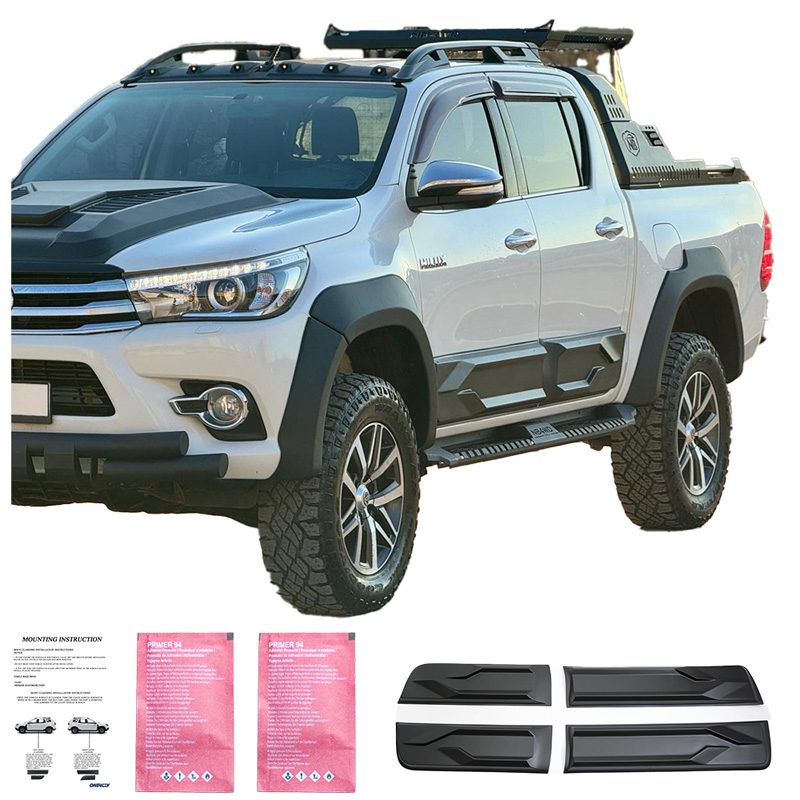 Jeu de baguettes de porte sur mesure pour Toyota Hilux 8ème Gen. 2015- - Noir mat