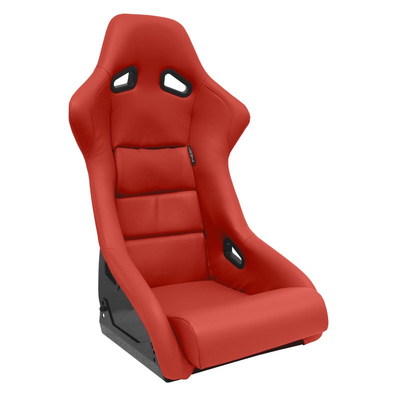 Siège baquet 'BS1' - Simili Cuir Rouge - Dossier fixe en polyester - incl. glissières